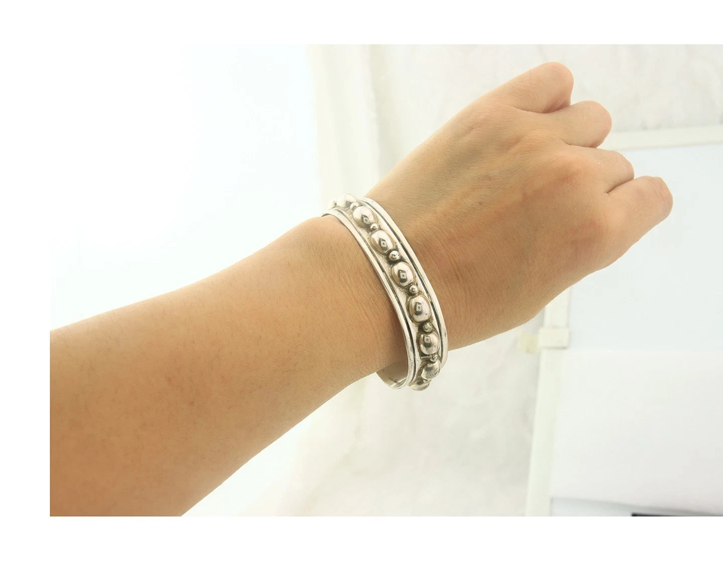 Navajo Cuff Bracelet Sterling Silver Vintage Native Artist Signed Rain Cloud