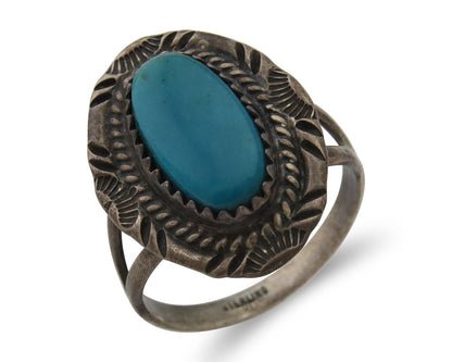 Navajo Handmade Ring 925 Silver Natural Turquoise Native Artist C.80's