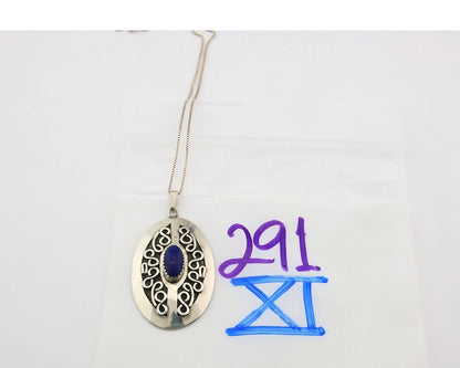 Navajo Necklace Sterling Silver Authentic Lapis Vintage Native Artist Handmade