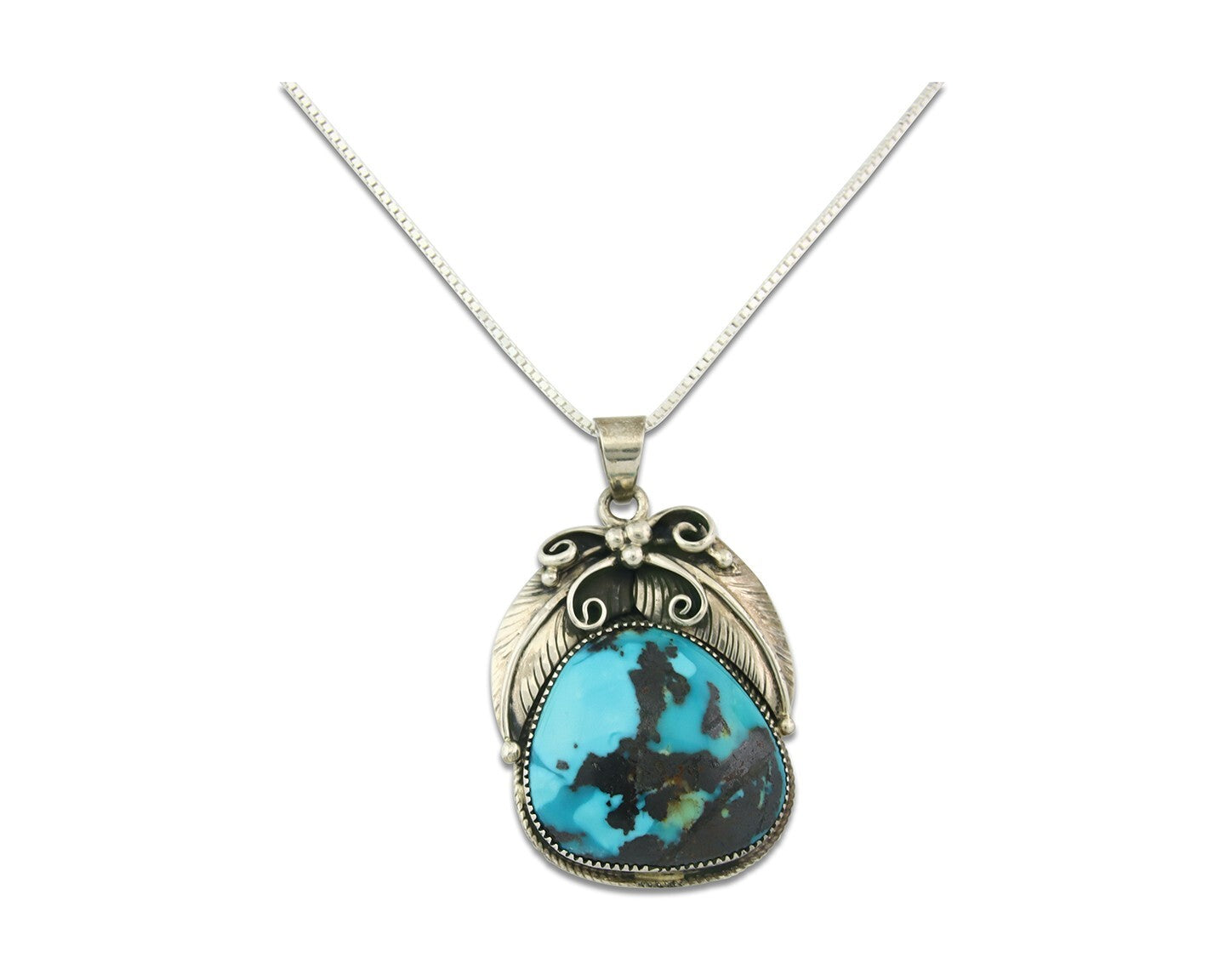 Navajo Sterling Silver Necklace Turquoise Authentic Vintage Signed RM