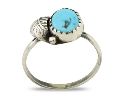 Navajo Ring 925 Silver Sleeping Beauty Turquoise Native American Artist C.80's