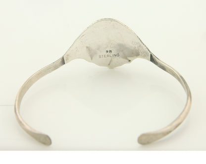 Navajo Bracelet 925 Silver Coral & Turquoise Cuff Signed Running Bear C.80's