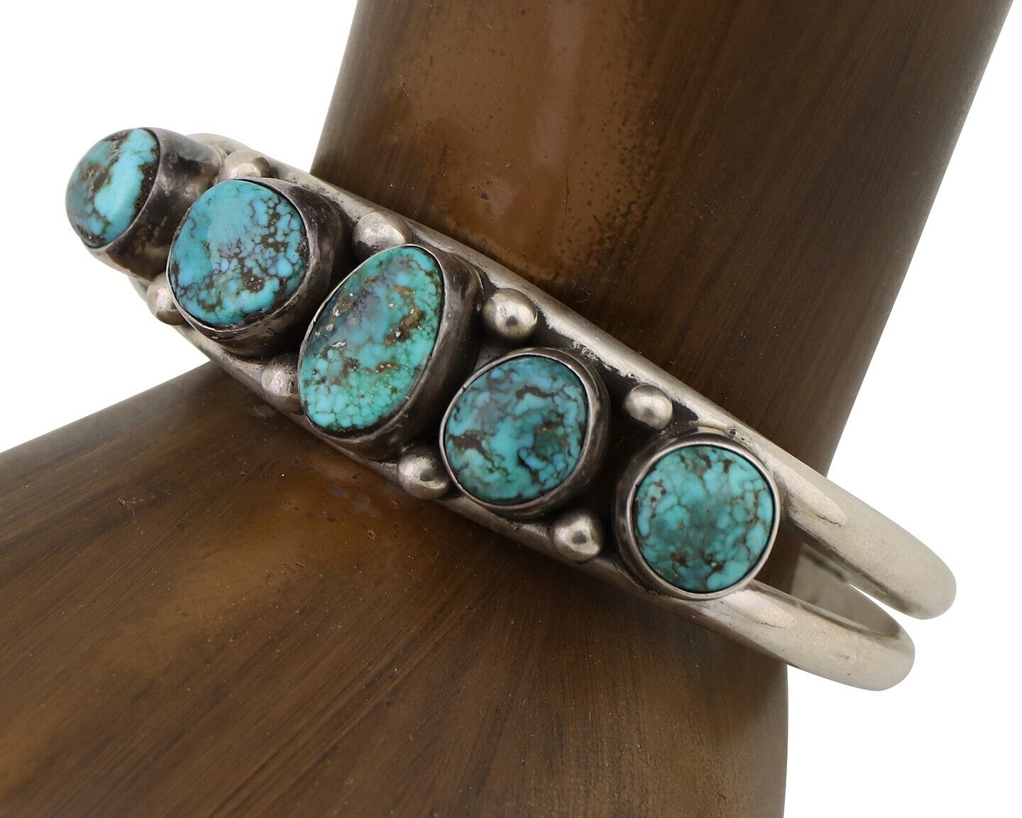 Navajo Cuff Bracelet 925 Silver Natural Turquoise Signed Frank Sandoval C.80's