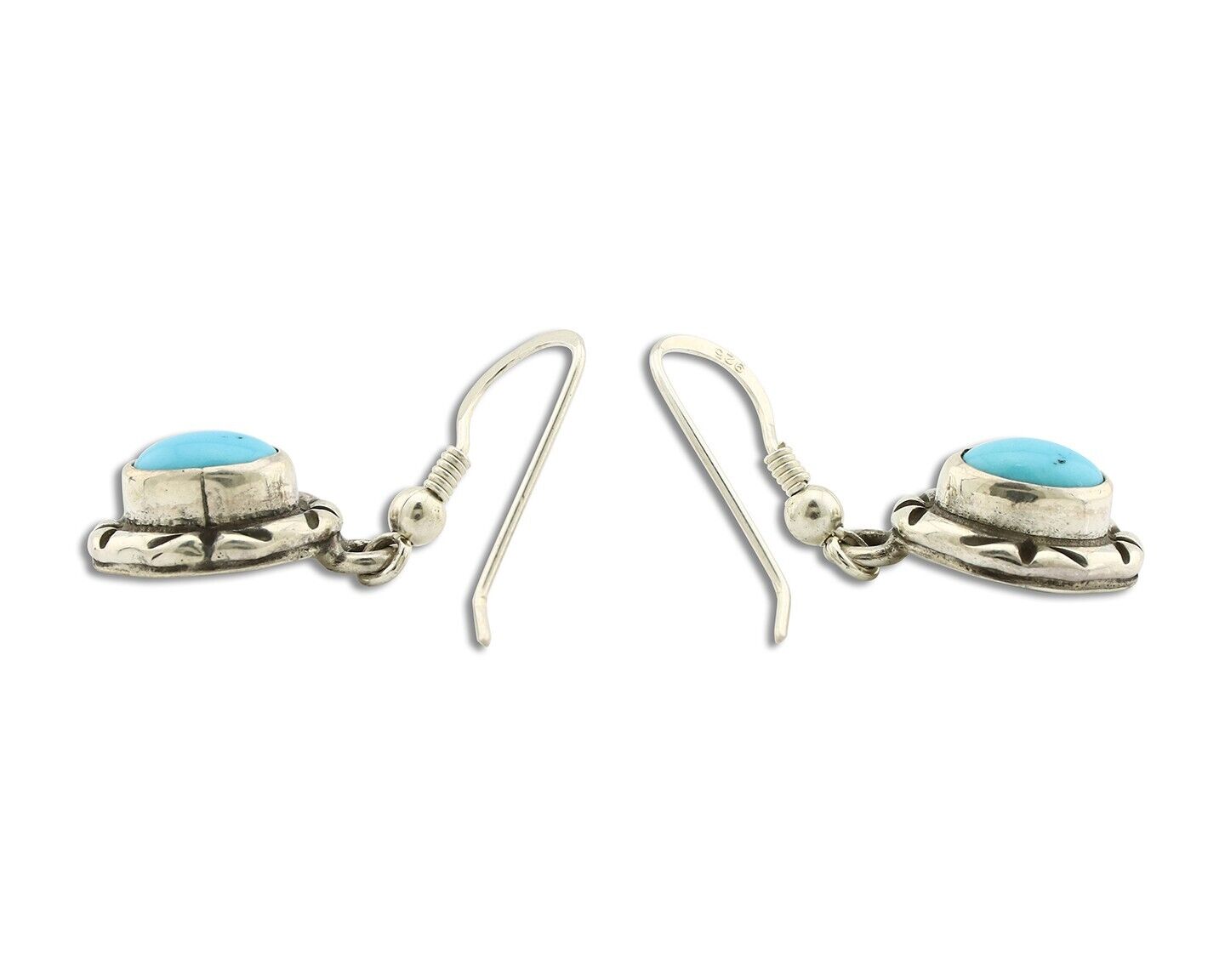 Navajo Earrings 925 Silver Sleeping Beauty Turquoise Native Artist C.80s