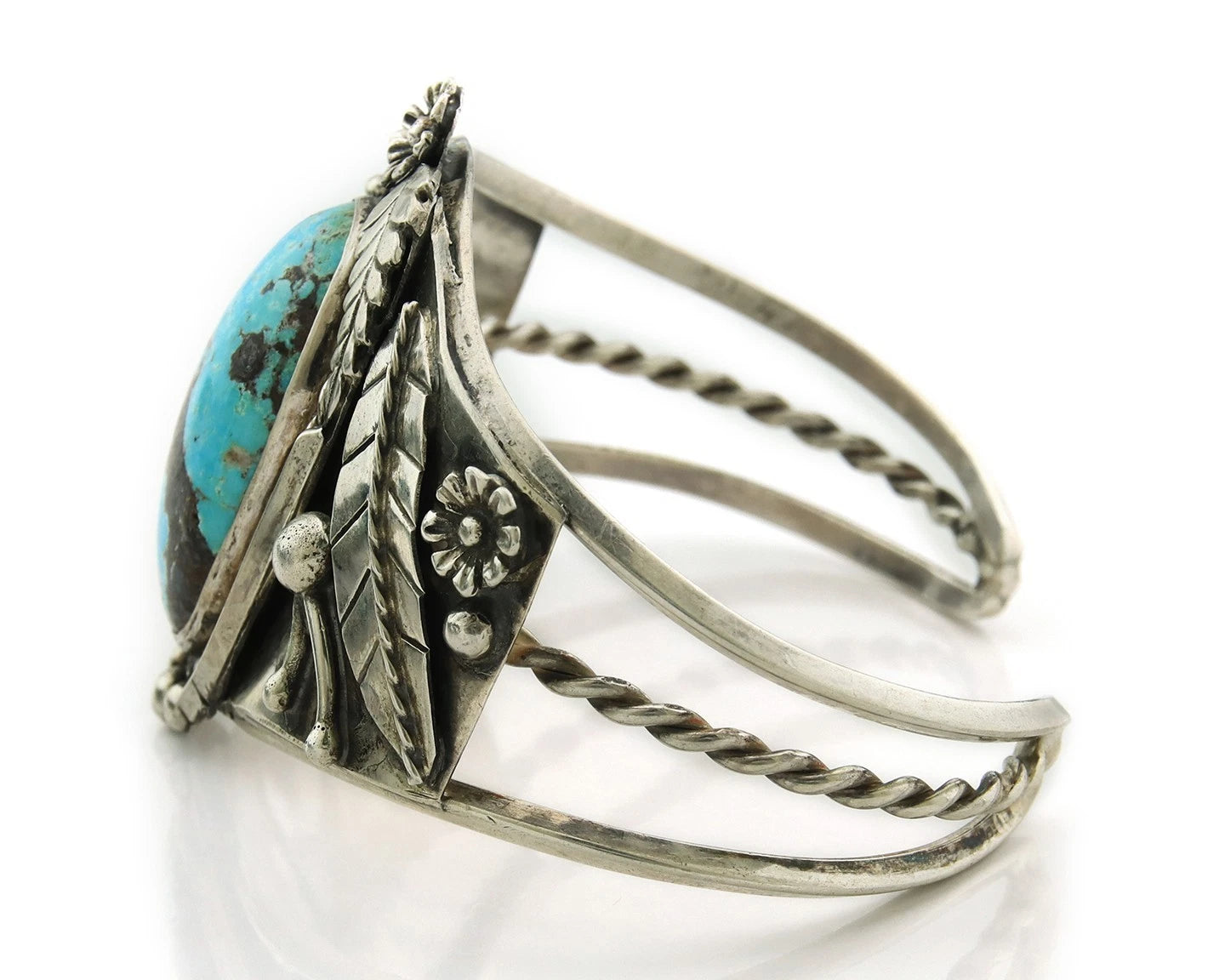 Navajo Cuff Bracelet Sterling Silver Turquoise Handmade Vintage