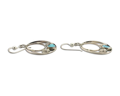 Navajo Dangle Handmade Earrings 925 Silver Blue Turquoise Native Artist C.80's