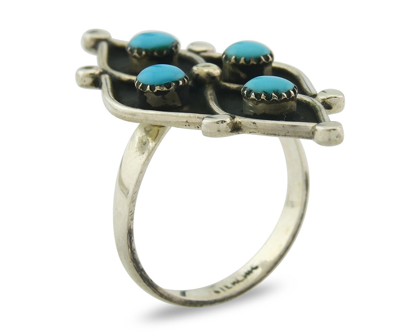 Vintage Zuni Ring 925 Sterling Authentic Natural Turquoise Native Artist Size 8