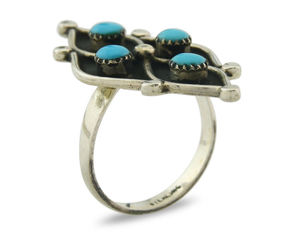 Vintage Zuni Ring 925 Sterling Authentic Natural Turquoise Native Artist Size 8