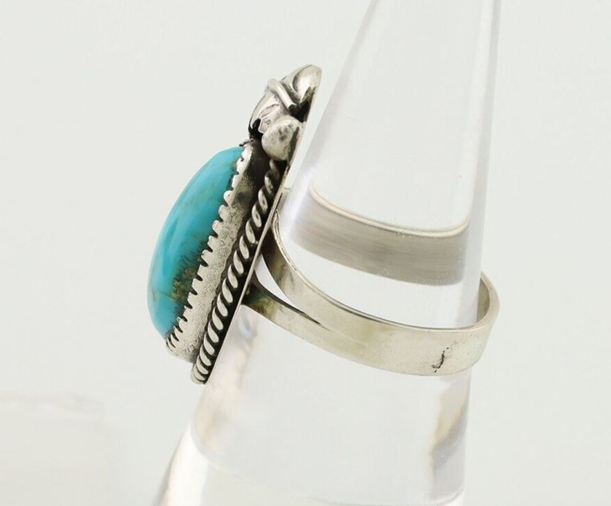 Navajo Ring 925 Silver Natural Blue Turquoise Native American Artist C.80's