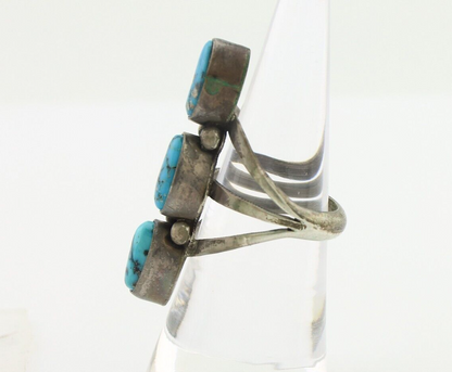 Navajo Ring 925 Silver Natural Blue Turquoise Native American Artist C.80's