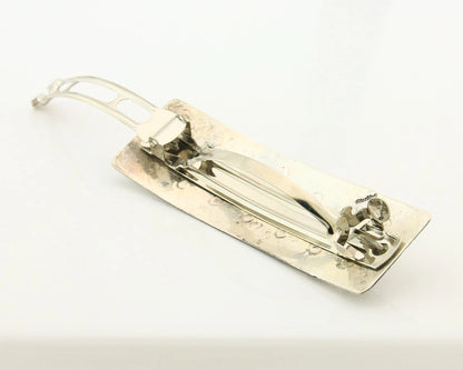 Navajo Barrette Sterling Silver Gemstones Hand Stamped Vintage Native Artist