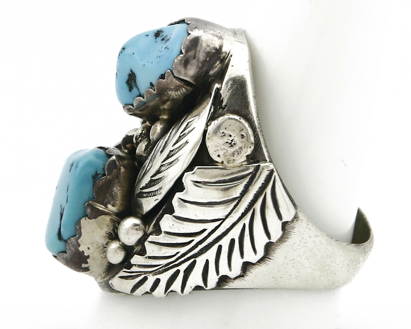 Navajo Ring .925 Silver Handmade Sleeping Beauty Turquoise Native American C.80s