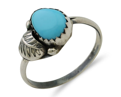 Navajo Ring 925 Silver Sleeping Beauty Turquoise Native American Artist C.80's