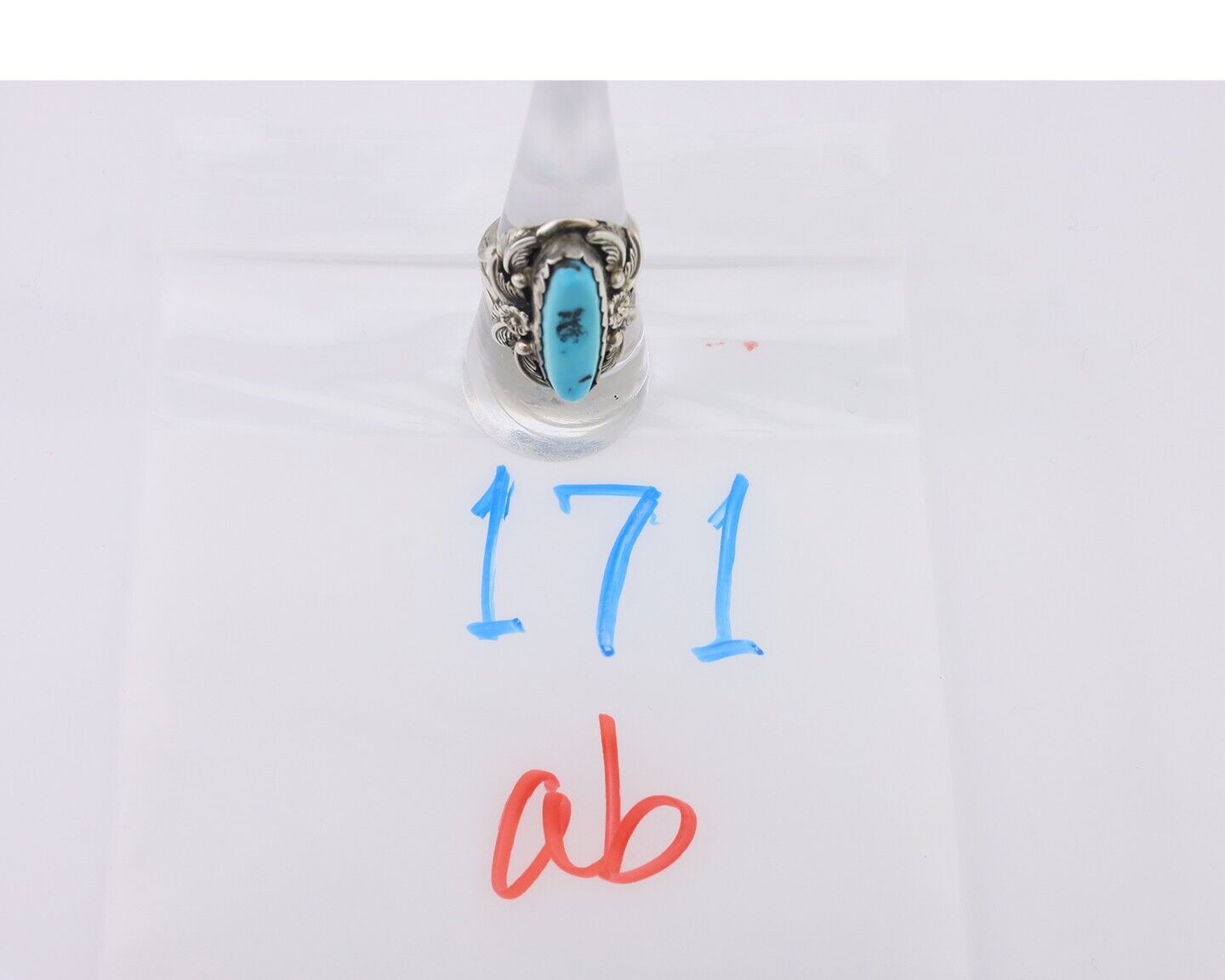 Navajo Ring 925 Silver Sleeping Beauty Turquoise Signed Julia Martinez C.80's