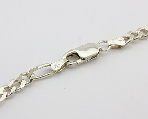 Men 4.5 mm Figaro Chain .925 Solid Sterling Silver 28 inch Long