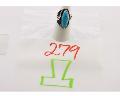 Navajo Ring 925 Silver Sleeping Beauty Turquoise Signed SC C.80's
