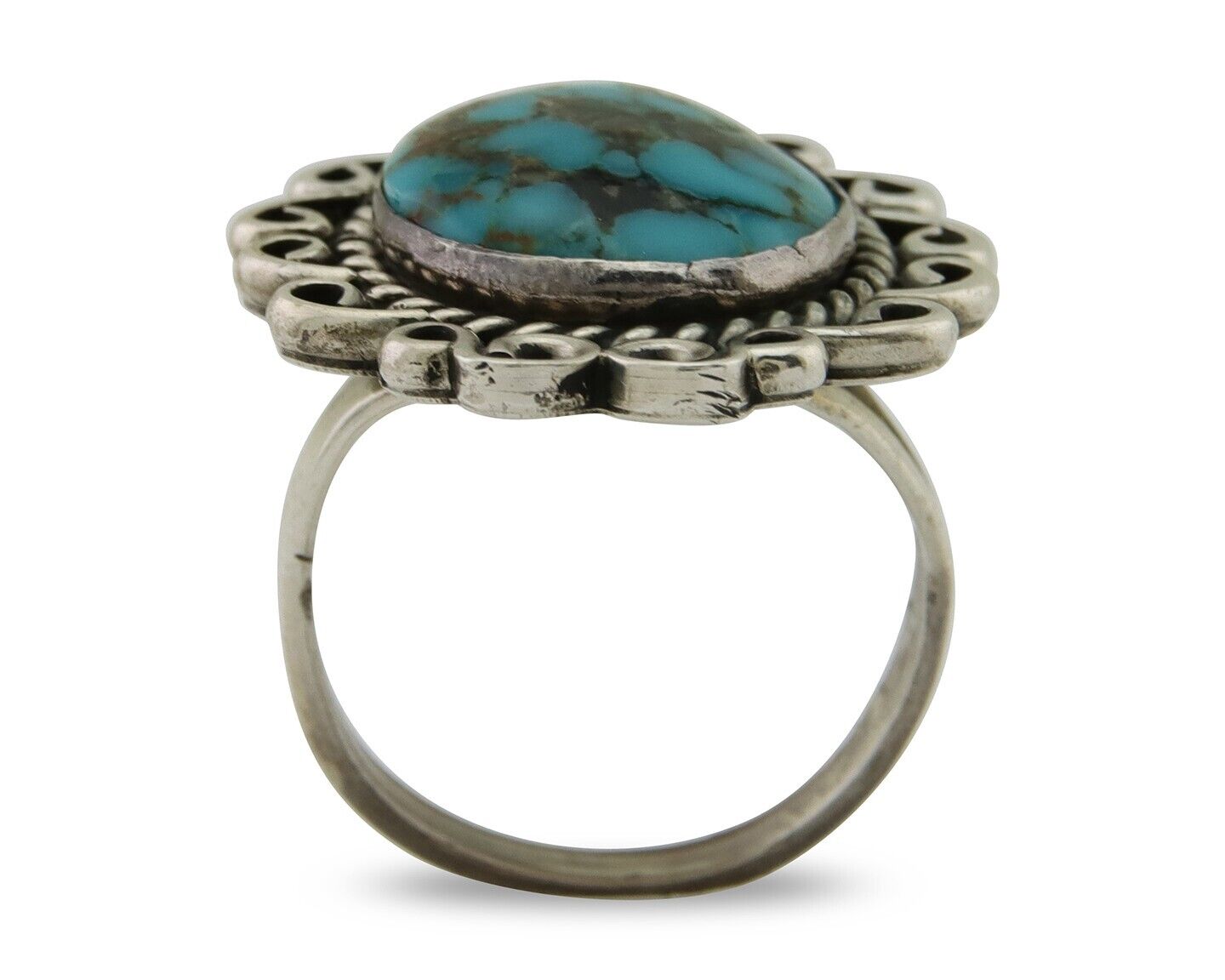 Navajo Ring 925 Silver Blue Turquoise Native Artist Siged W C.80's