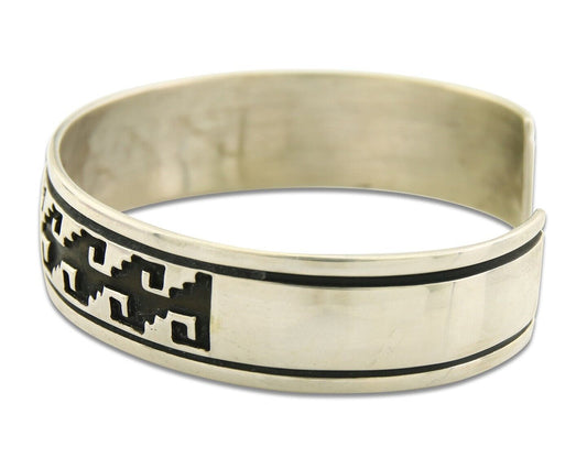 Navajo Bracelet 925 Silver Handmade Cuff Artist Signed Tom Billy C.80's