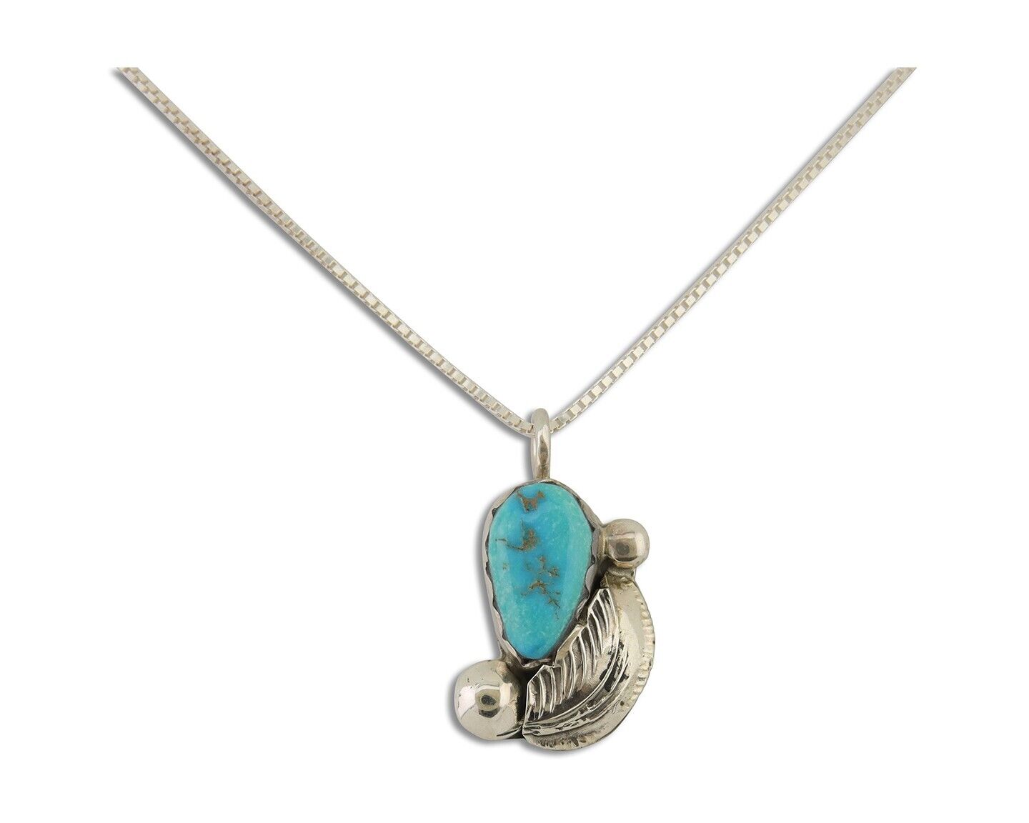 Navajo Heart Necklace 925 Silver Natural Turquoise Signed William Denetdale C80s