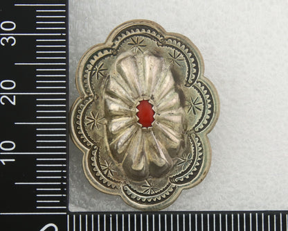 Navajo Earrings 925 Silver Natural Coral Native American Artist C.80's