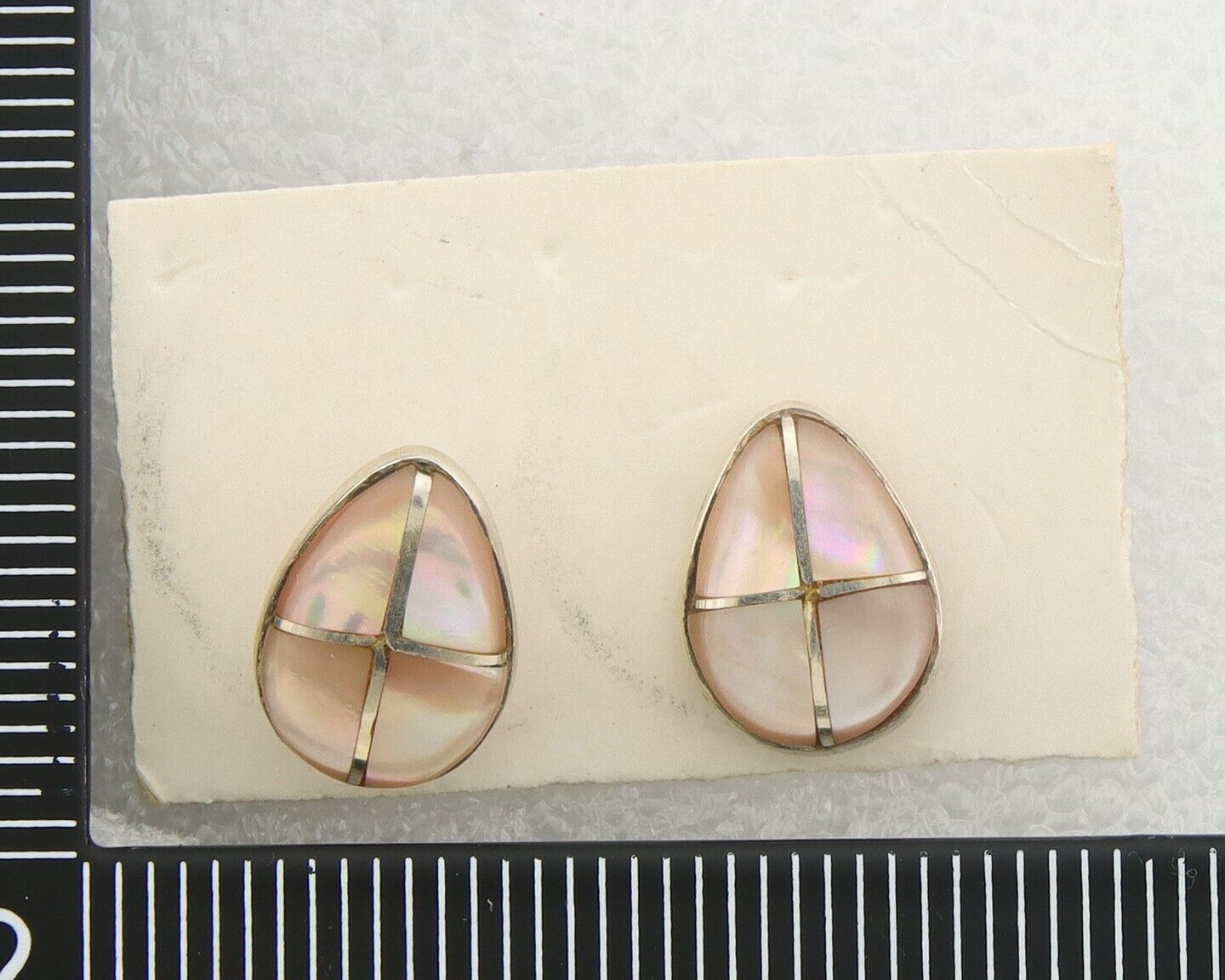 Navajo Earrings 925 Silver Pink Mussel Native American Artist C.80's