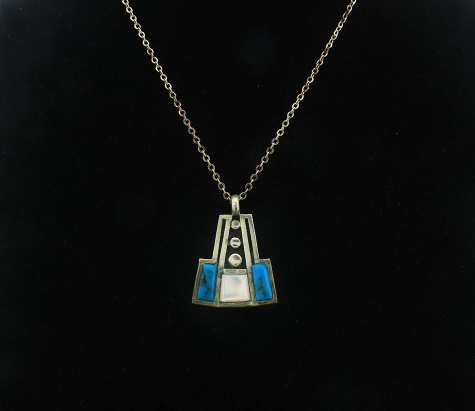 Navajo Necklace Sterling Silver Natural Blue Turquoise Vintage