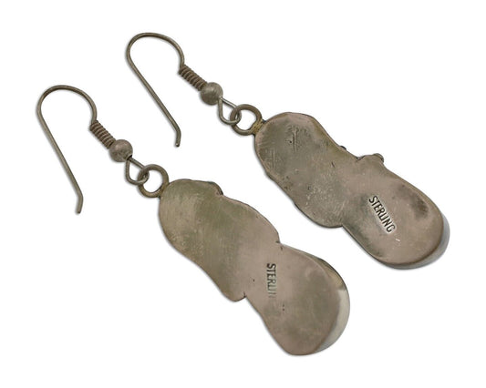 Navajo Handmade Earrings 925 Silver Natural Turquoise Native Artist C.80's