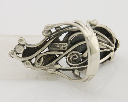 Navajo Ring 925 Silver Natural Gaspiete Artist Signed Prairie Fire C.80's