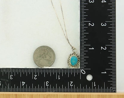 Navajo Necklace Sterling Silver Natural Blue Turquoise Handmade Vintage
