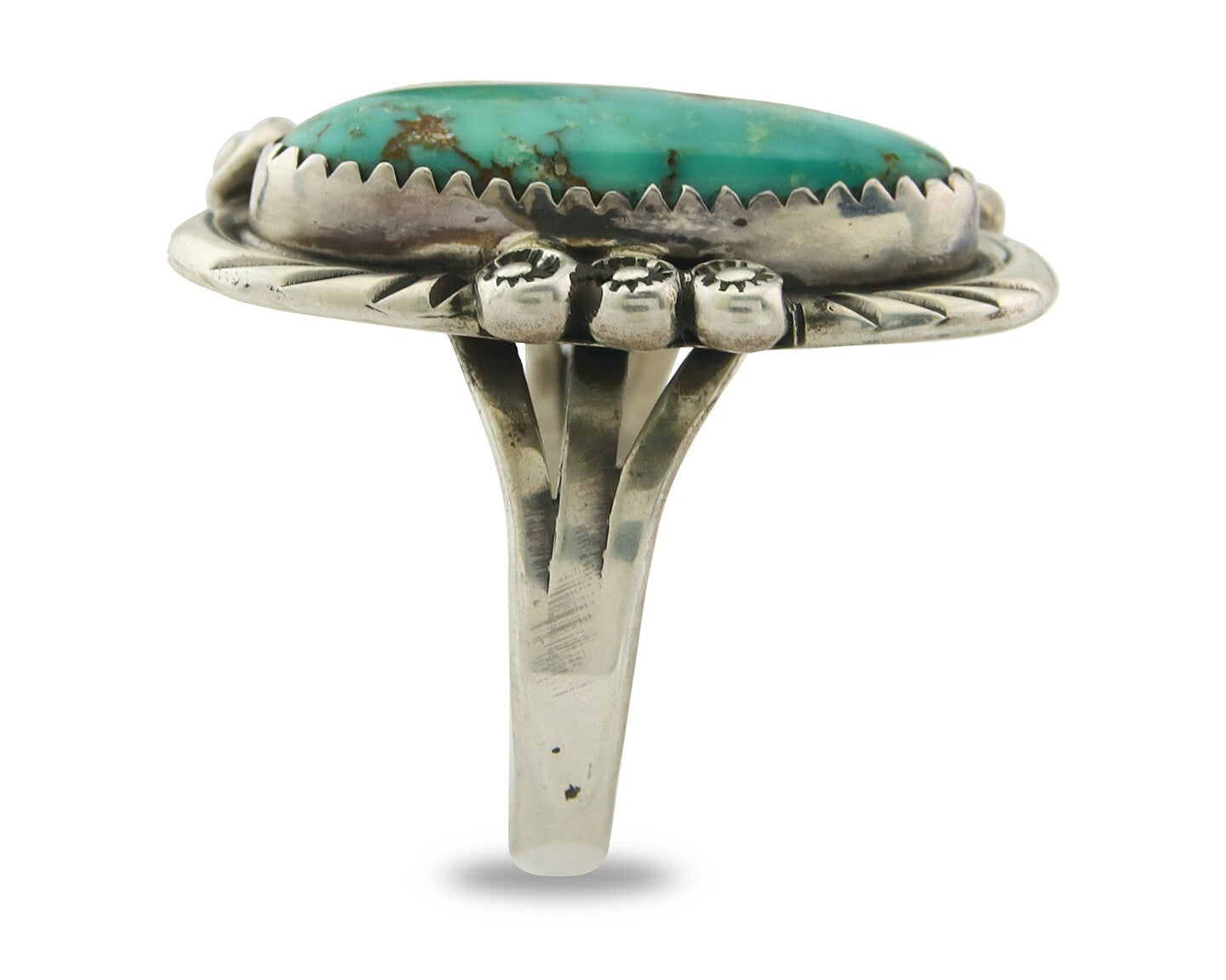 Traditional Navajo Ring Sterling Silver Authentic Turquoise Handmade Size 9.0