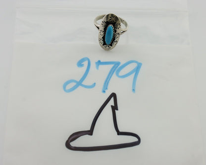 Navajo Ring 925 Silver Natural Blue Turquoise Signed IJC C.80's