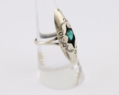 Navajo Ring 925 Silver Natural Blue Turquoise Native American Artist C.80's