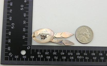 Navajo Feather Earrings 925 Silver Dangle Artist Signed DISHTA C.80's