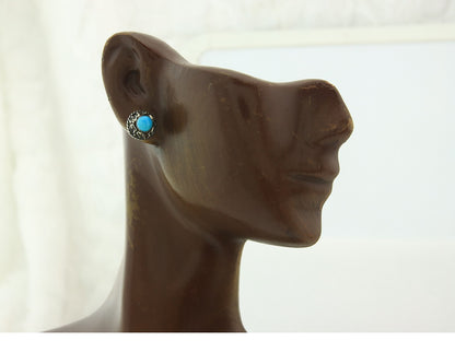 Navajo Earrings Sterling Silver Natural Turquoise Vintage Handmade