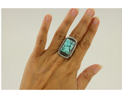 Vintage Navajo Ring 925 Sterling Silver Turquoise Native American Artist C.50's