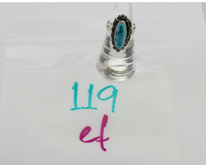 Navajo Ring 925 Silver Kingman Turquoise Artist Signed SC Size 5.25 C.80's