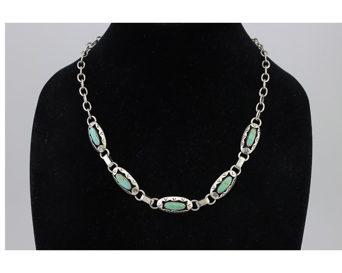 Navajo Necklace 925 Silver Blue Arizona Turquoise Native American Artist C.80's