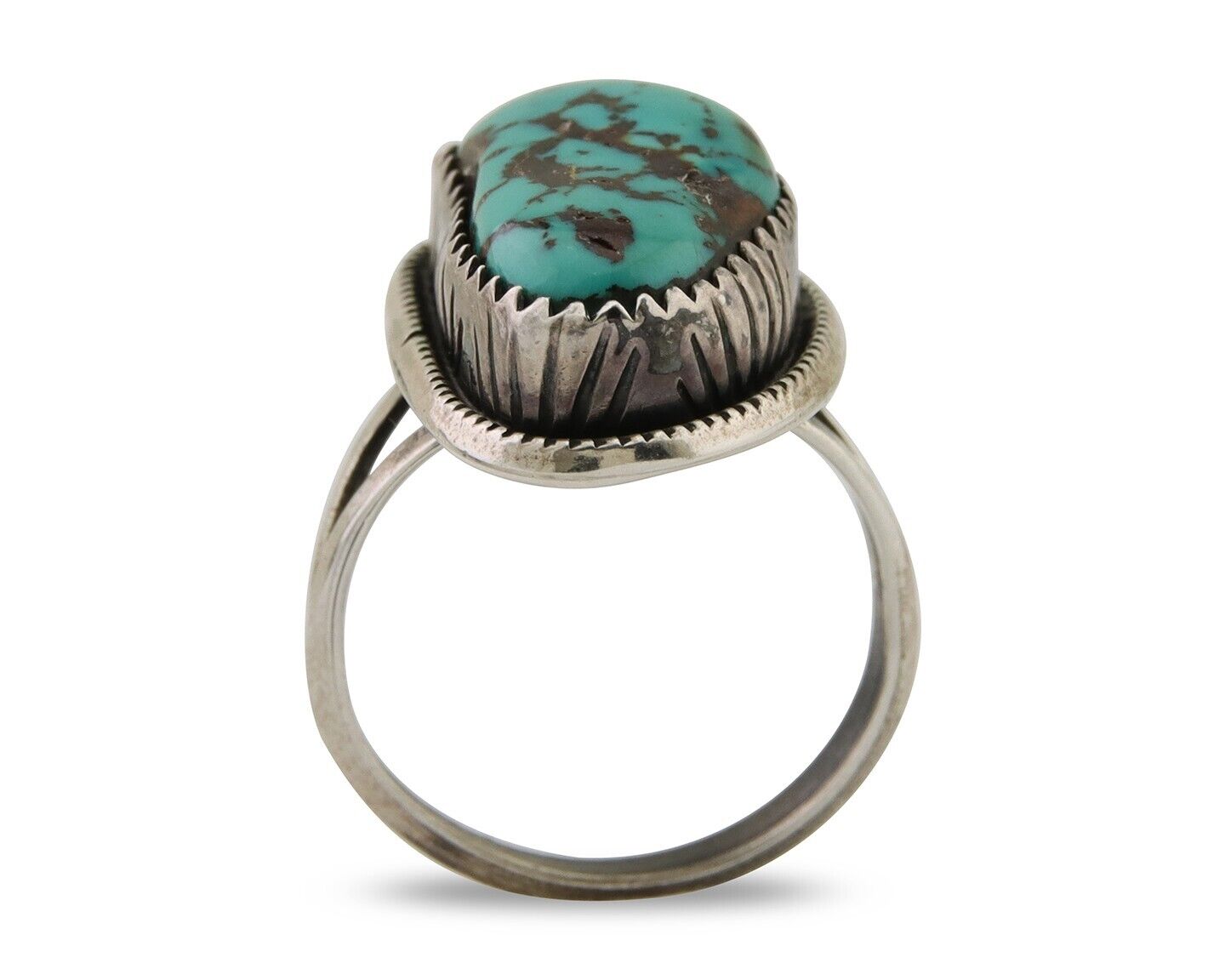 Navajo Ring 925 Silver Bisbee Turquoise Signed R Werito C.80's