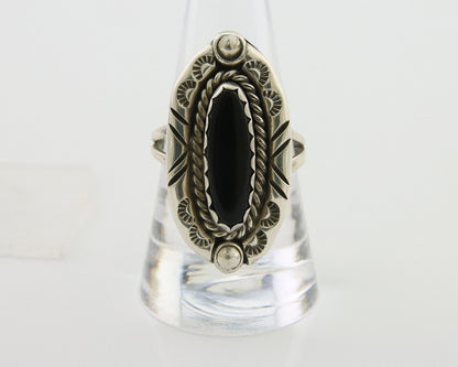 Navajo Ring 925 Silver Black Onyx Artist Signed V & N Edsitty C.80's