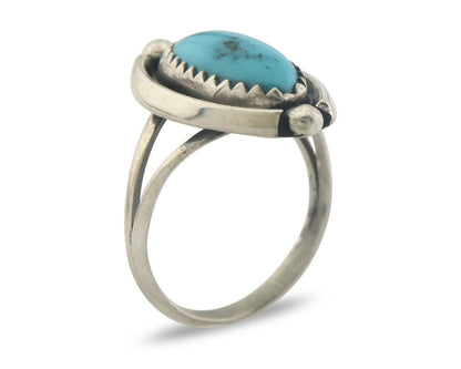 Navajo Ring 925 Sterling Natural Turquoise Native Artist C.80's Size 4.5