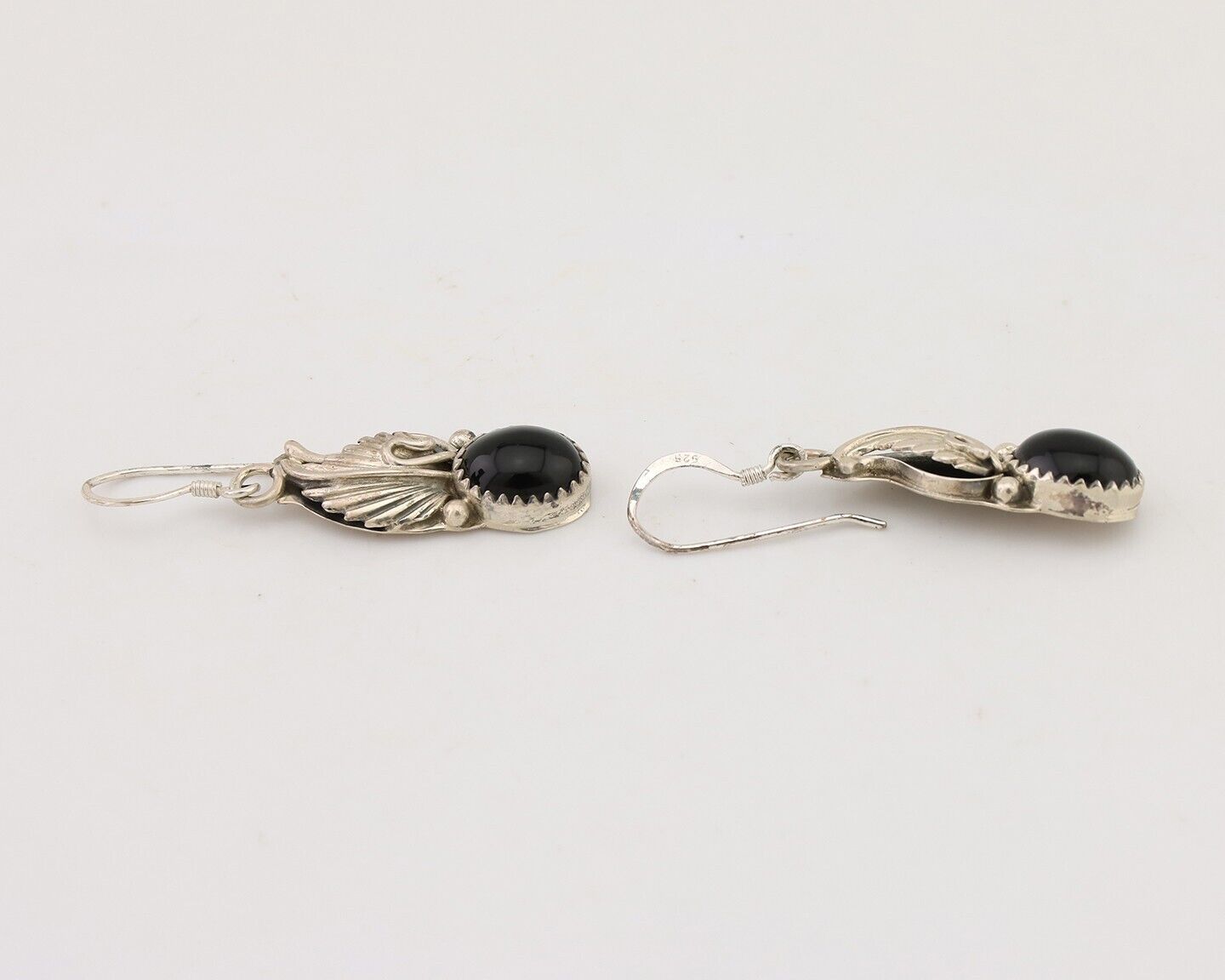 Navajo Dangle Earrings 925 Silver Black Onyx Native American Artist C.80's