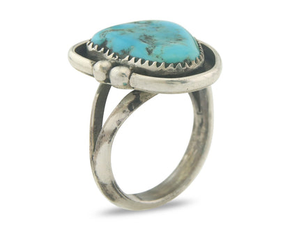 Vintage Navajo Ring 925 Sterling Authentic Turquoise Artist Signed RD Size 10