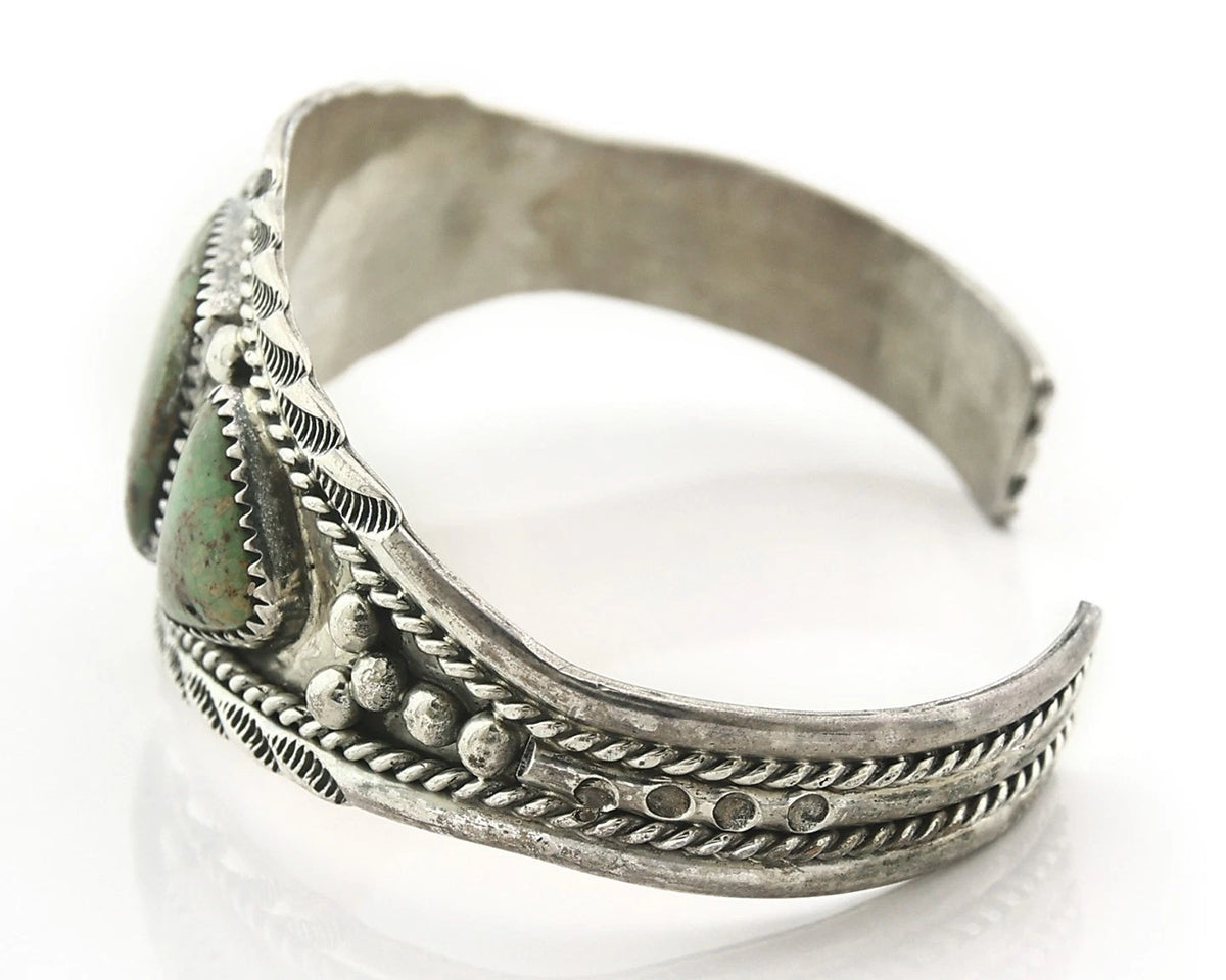 Navajo Cuff Bracelet Sterling Silver Turquoise Vintage Signed Daniel Etsitty
