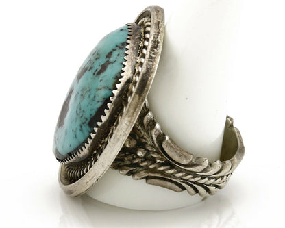 Navajo Ring .925 SOLID Silver Kingman Turquoise Artist Snail C.80's