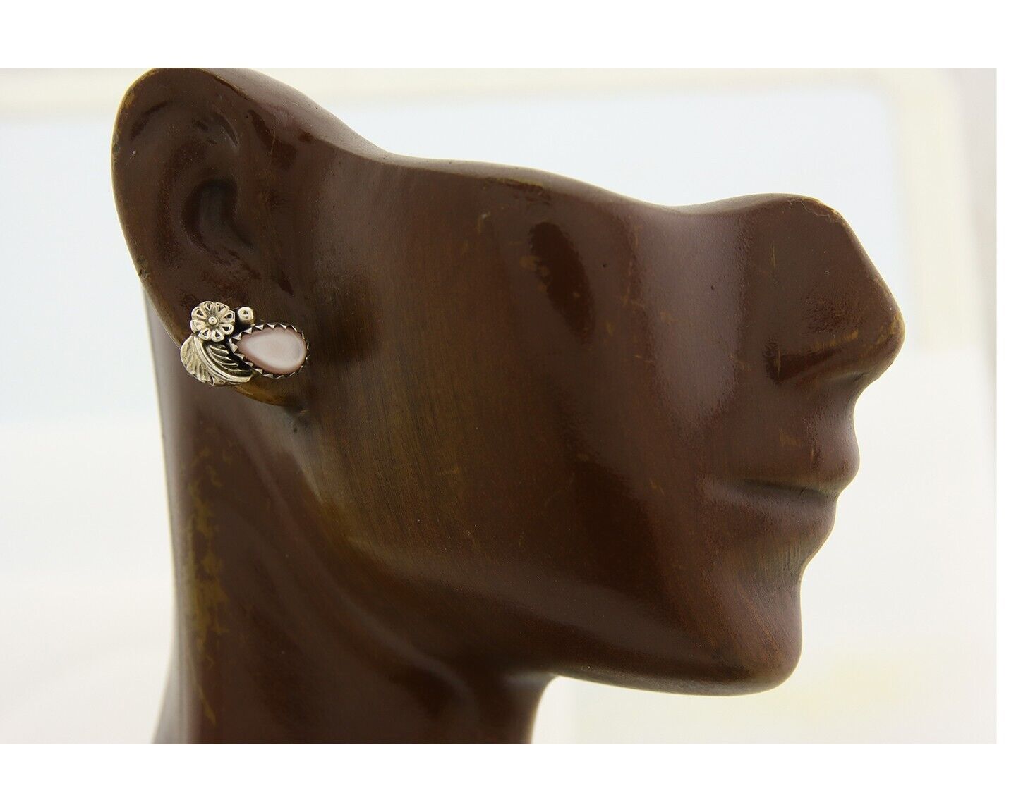 Navajo Earrings 925 Silver Handmade Natural Pink Mussel Native American Artist