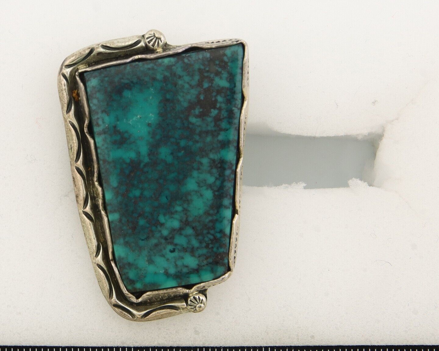 Navajo Ring 925 Sterling Natural Blue Turquoise Native Artist C.80's Size 7.5+