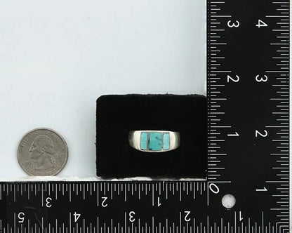 Men Navajo Ring Sterling Silver Natural Blue Turquoise Vintage C.70's Size 11.25