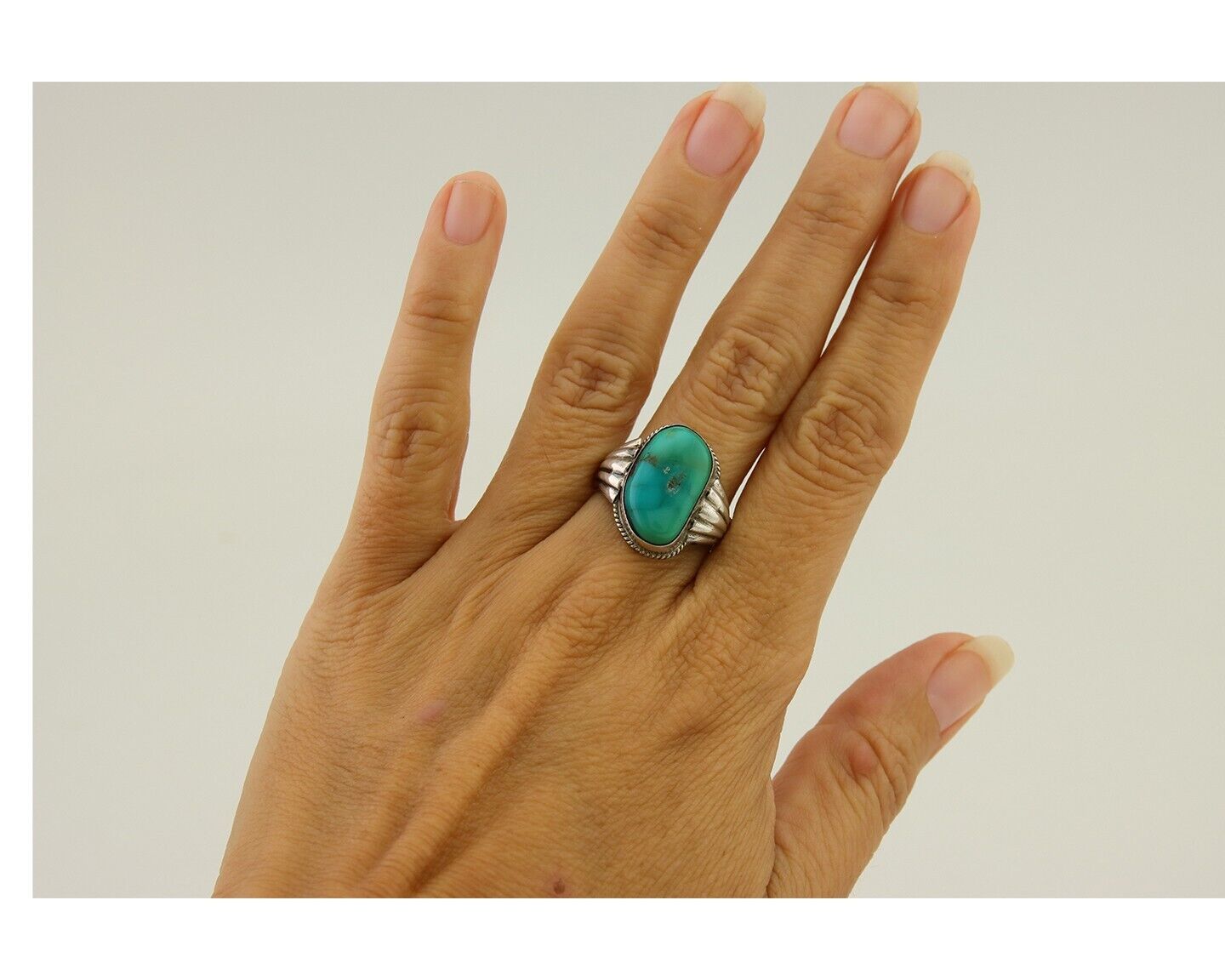Navajo Handmade Ring 925 Sterling Silver Turquoise Native American Artist C.80's