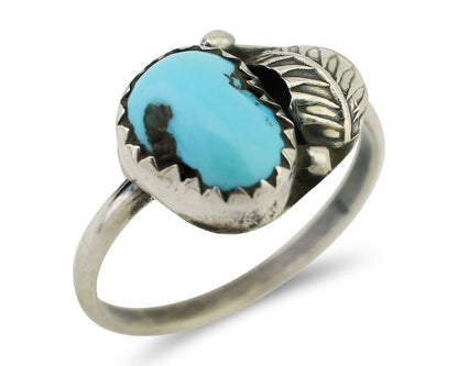 Navajo Ring 925 Silver Sleeping Beauty Turquoise Native American Artist C.80's