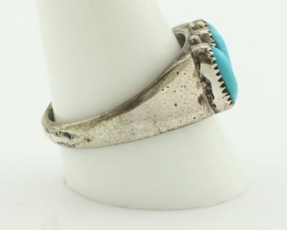 Zuni Ring .925 Silver Natural Sleeping Beauty Turquoise Signed R. LULE C.80's